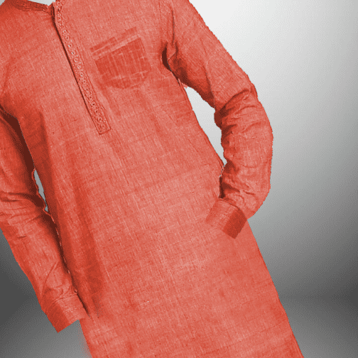 Khadi Blended Plain Kurta with Embroidered Placket-RMK020 - Image 2